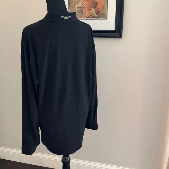 Lacoste Long Sleeve Polo Shirt Mens XL Size 7 Black Pique Classic Logo - Picture 4 of 10
